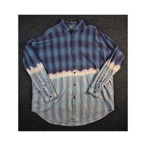 ASOS Men's Button Down Shirt Blue Ombre Plaid Long Sleeve Grunge Y2K Size M